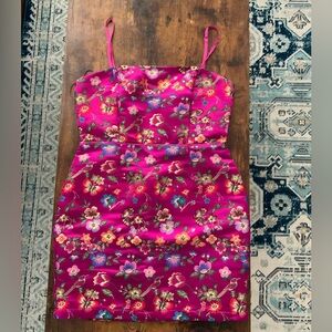 Beautiful pink dress with intricate floral stitching